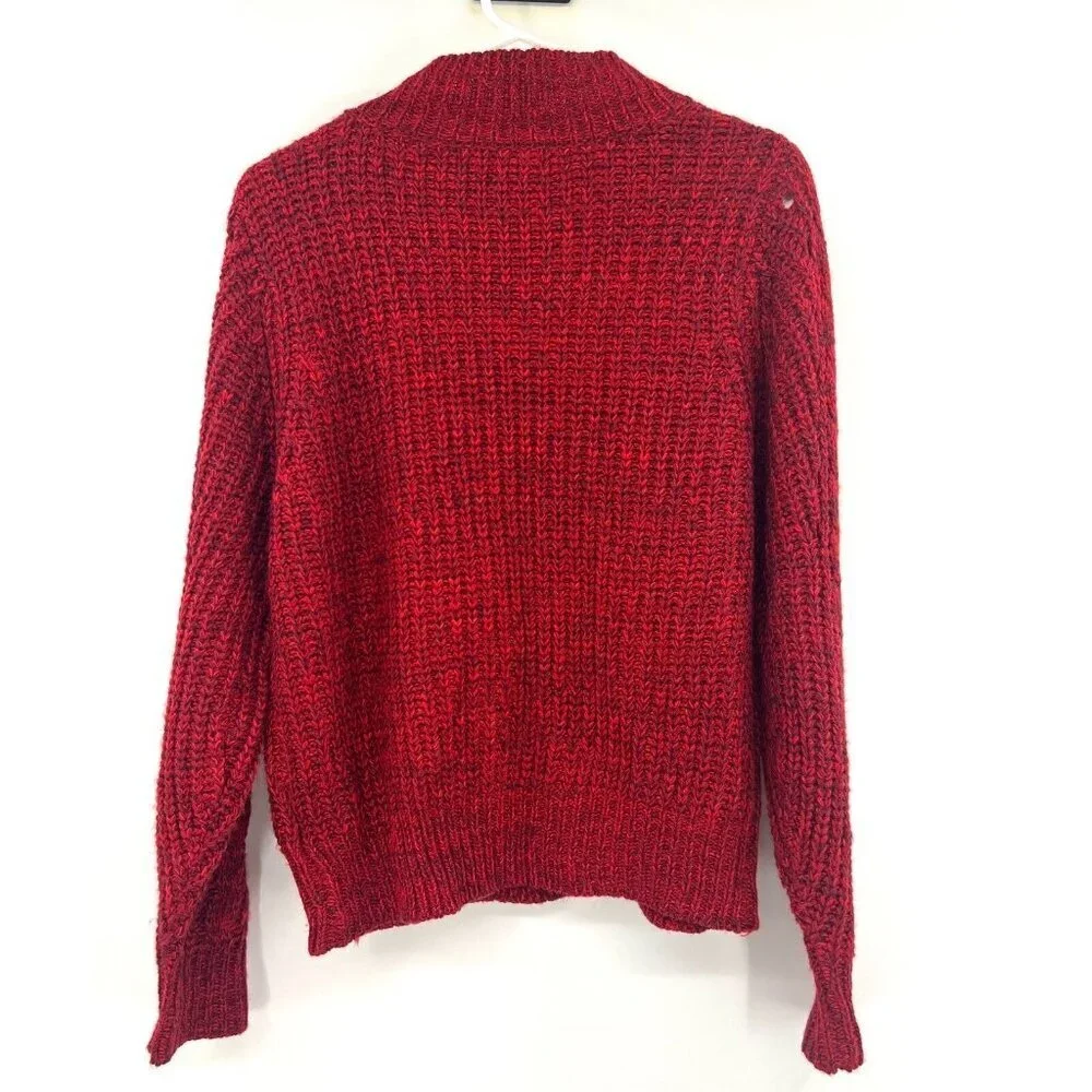 John + Jenn Burgundy Red Marled Mock Neck Sweater Women's Small